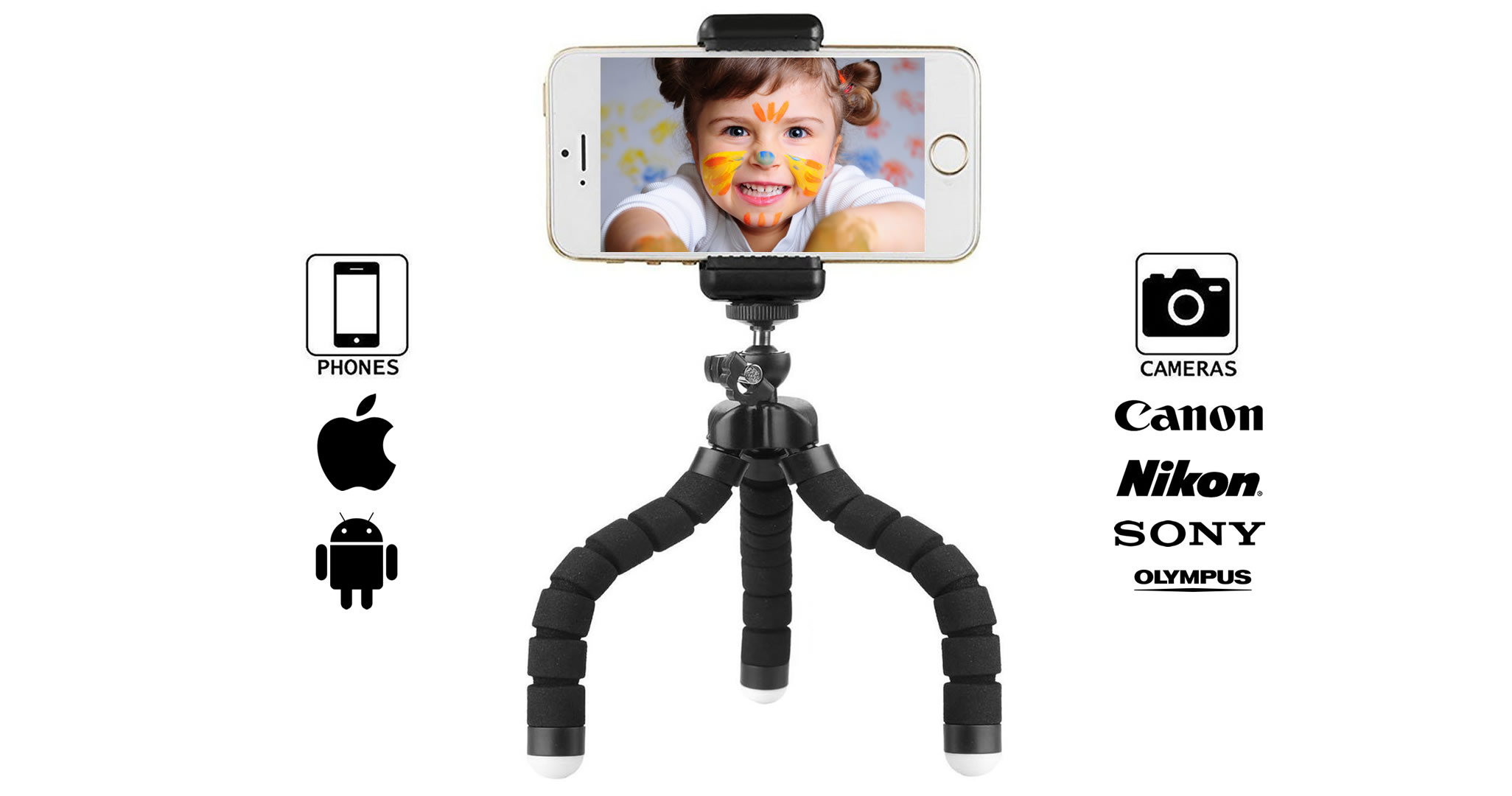 Mini Trípode Flexible para Móvil y Cámara Fotográfica con rosca 1